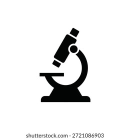 Símbolo de investigación de laboratorio de ilustración de microscopio. Símbolo negro del microscopio simple en el fondo blanco 