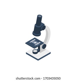 Microscope isolated icon on a white background. Can be used for infographics, internet sites, web banners. Vector isometric illustration.