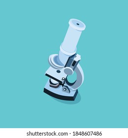 Microscope isolated on green background, vector illustration.