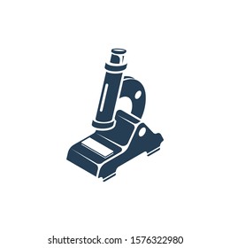 Microscope isometric 3d glyph icon. Medical biological diagnostics, laboratory education. Research concept. Vector illustration flat design. Isolated on background.