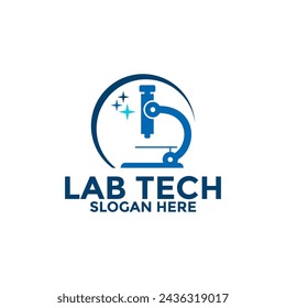 Microscope Lab Logo vector icon,Medical Laboratory Observer Logo Design Template