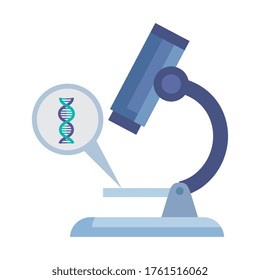 microscope laboratory with dna structure vector illustration design