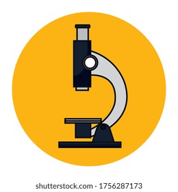 microscope of laboratory in frame circular vector illustration design