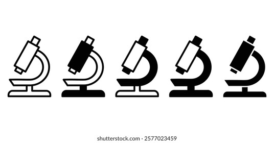 microscope laboratory icon symbol vector design black white color simple flat outline and black filled illustration sets isolated