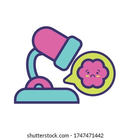 microscope laboratory kawaii line and fill style vector illustration design