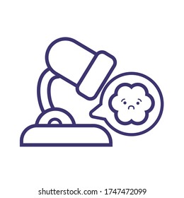 microscope laboratory kawaii line style vector illustration design