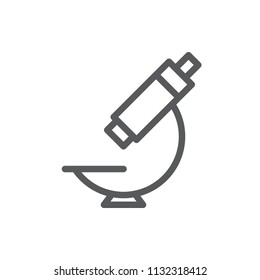 Microscope laboratory magnification instrument line pixel perfect icon with editable stroke isolated on white background. Outline vector illustration of school or science equipment.