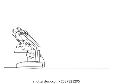 Microscope labs in continuous one line drawing. Single line art illustration of laboratory equipment. Editable vector.