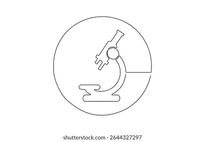 Laboratórios de microscópio em desenho contínuo de uma linha. Ilustração em arte de linha única de equipamentos de laboratório. Vetor editável, Microscópio na ilustração de desenho de linha única. 
