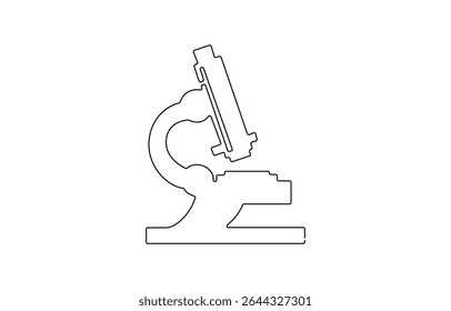 Laboratórios de microscópio em desenho contínuo de uma linha. Ilustração em arte de linha única de equipamentos de laboratório. Vetor editável, Microscópio na ilustração de desenho de linha única. 