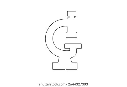 Microscope labs in continuous one line drawing. Single line art illustration of laboratory equipment. Editable vector, Microscope in single line draw illustration. 