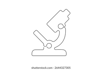 Laboratórios de microscópio em desenho contínuo de uma linha. Ilustração em arte de linha única de equipamentos de laboratório. Vetor editável, Microscópio na ilustração de desenho de linha única. 
