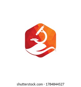 Microscope with Leaf Logo Template. Nature Microscope Icon Logo Concept Vector.