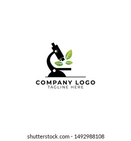 microscope and leaf logo vector icon ilustration