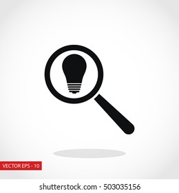 microscope and lightbulb icon, flat design best vector icon