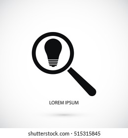 microscope and lightbulb icon, flat design best vector icon