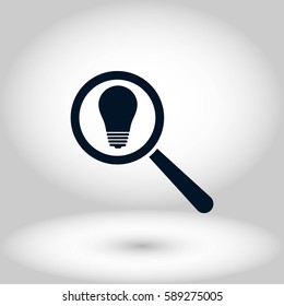 microscope and lightbulb icon, flat design best vector icon