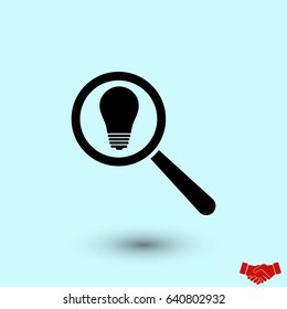 microscope and lightbulb icon, flat design best vector icon