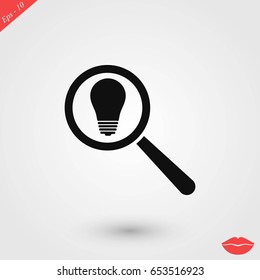 microscope and lightbulb icon, flat design best vector icon