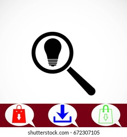 microscope and lightbulb icon, flat design best vector icon