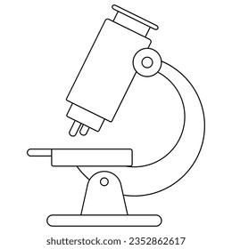 Microscope line art illustration. Vector illustration with education theme. Back to school.