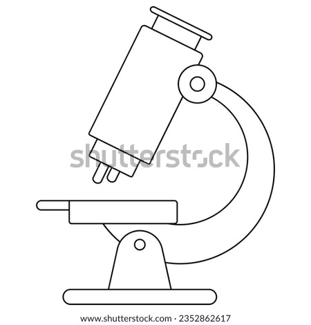Microscope line art illustration. Vector illustration with education theme. Back to school.