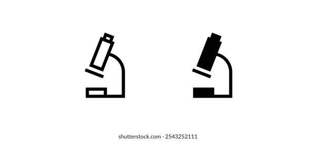 microscope line and flat icons set, editable stroke isolated on white, linear vector outline illustration, symbol logo design style Chemical structure