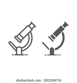 Microscope line and glyph icon, science and biology, research sign vector graphics, a linear pattern on a white background, eps 10.