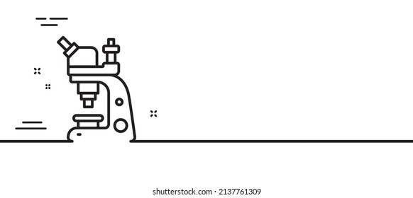 Microscope line icon. Chemistry lab sign. Analysis symbol. Minimal line illustration background. Microscope line icon pattern banner. White web template concept. Vector