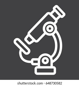 Microscope line icon, Education and science, vector graphics, a linear pattern on a black background, eps 10.