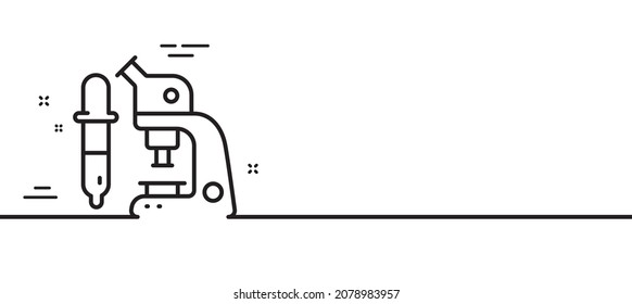 Microscope line icon. Laboratory equipment sign. Science lab instrument symbol. Minimal line illustration background. Microscope line icon pattern banner. White web template concept. Vector