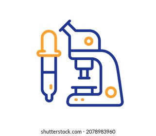 Microscope line icon. Laboratory equipment sign. Science lab instrument symbol. Colorful thin line outline concept. Linear style microscope icon. Editable stroke. Vector