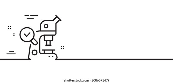 Microscope line icon. Laboratory equipment sign. Science lab instrument symbol. Minimal line illustration background. Microscope line icon pattern banner. White web template concept. Vector
