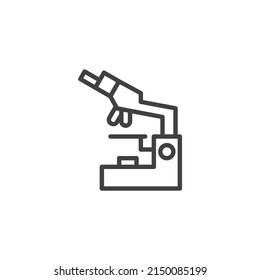 Microscope line icon. linear style sign for mobile concept and web design. Lab microscope outline vector icon. Research symbol, logo illustration. Vector graphics