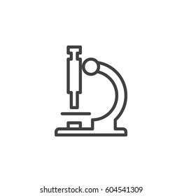 Microscope line icon, outline vector sign, linear style pictogram isolated on white. Research symbol, logo illustration. Editable stroke. Pixel perfect
