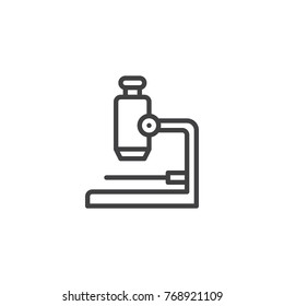 Microscope line icon, outline vector sign, linear style pictogram isolated on white. Research symbol, logo illustration. Editable stroke