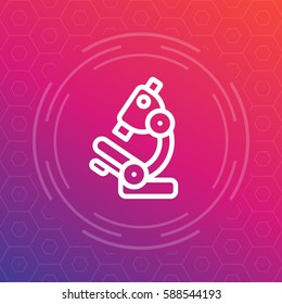 Microscope line icon, research lab symbol
