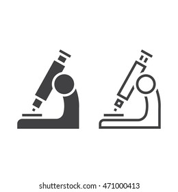 microscope line icon, research outline and solid vector sign, linear and full pictogram isolated on white, logo illustration