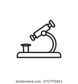 Microscope line icon for science, laboratory and research concepts. Minimal outline vector design for education, medical, biology apps, UI, websites and digital science projects.