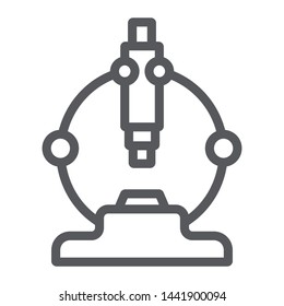 Microscope line icon, scientific and equipment, laboratory magnify sign, vector graphics, a linear pattern on a white background, eps 10.