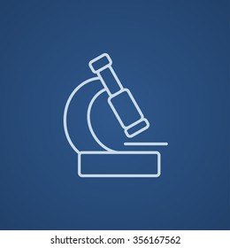Microscope line icon for web, mobile and infographics. Vector light blue icon isolated on blue background.