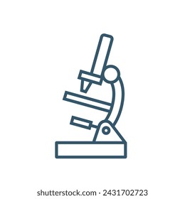Microscope linear icon, sign, pictogram. Scientific equipment symbol. Outline simple element. Molecular research concept. Editable vector illustration isolated on a white background