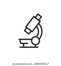 Microscopio, icono de estilo lineal. Investigación y examen científicos. Ancho de trazo editable