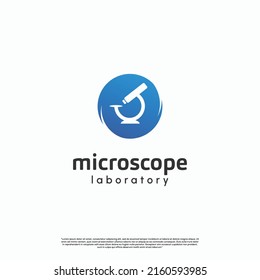 microscope logo design in abstract creative circle shape 