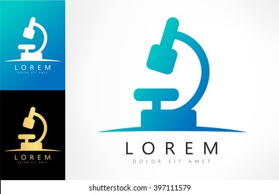 Microscope logo laboratory design vector