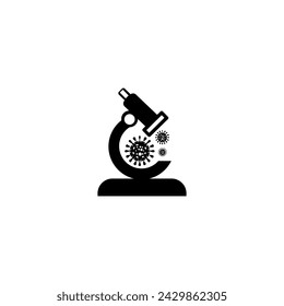 Microscope logo. microscope and virus logo. Icon vector design template in white background.