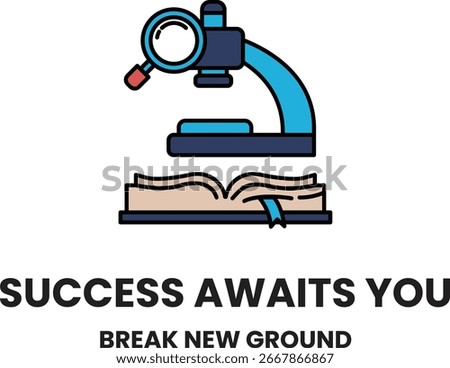 A microscope with a magnifying glass on it. The text below the image says "Success awaits you