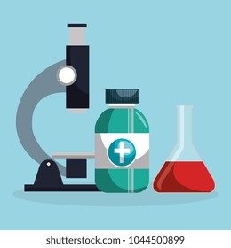 microscope with medical icons