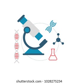 Microscope and medical icons: science and medical research concept