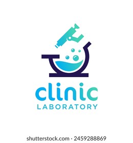 Microscope medical laboratory logo. Science labs logo design. bio organic lab logo.
